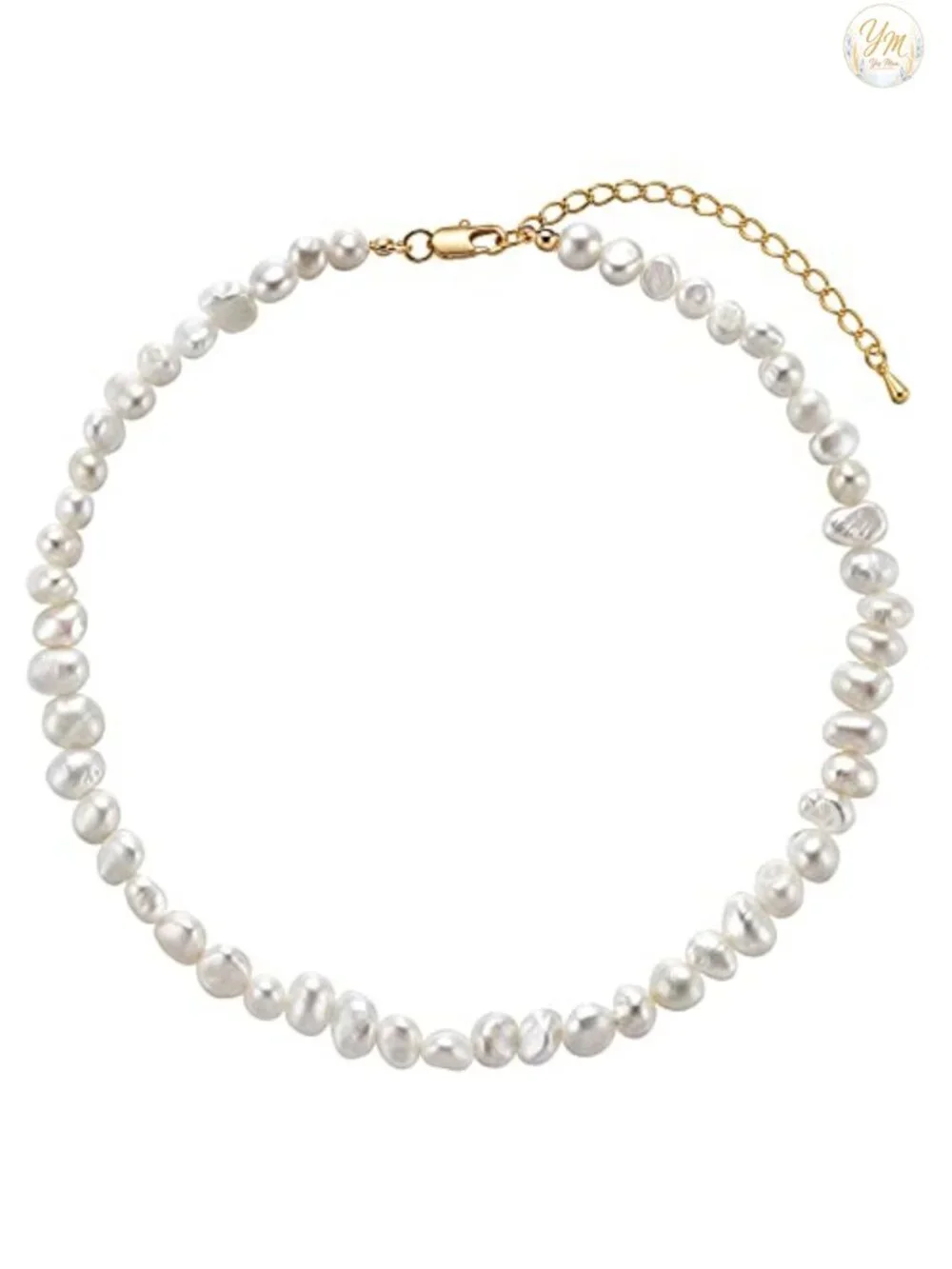 Baroque Freshwater Pearl Choker Necklace for Women Gold Plated 17.5 Inch